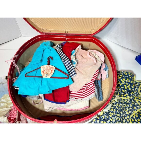 Vintage Doll Clothing Lot With Red Case & Accessories Dresses Bonnets Estate Sal - Picture 2 of 10